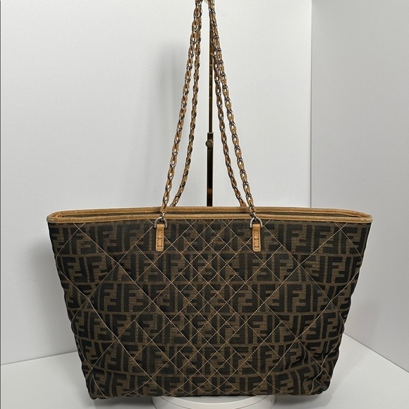 Fendi Handbags - 💯Authentic Fendi Brown Zucca Quilted Nylon Large Roll Tote🍀